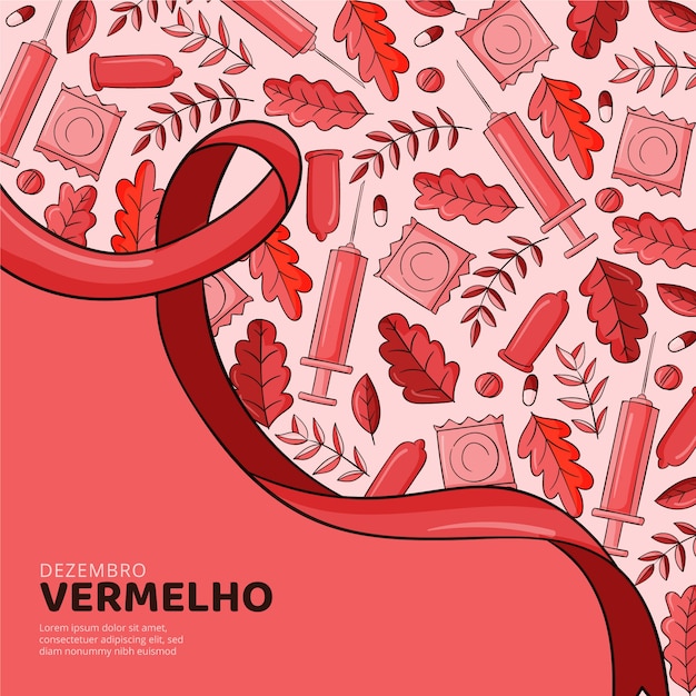 Ilustração de dezembro vermelho desenhada à mão