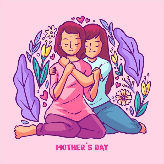 Ilustração de dia das mães desenhada de mão