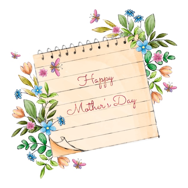 Vetor grátis ilustração de dia das mães em aquarela com flores
