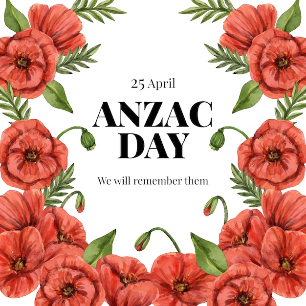 Ilustração de dia de anzac em aquarela