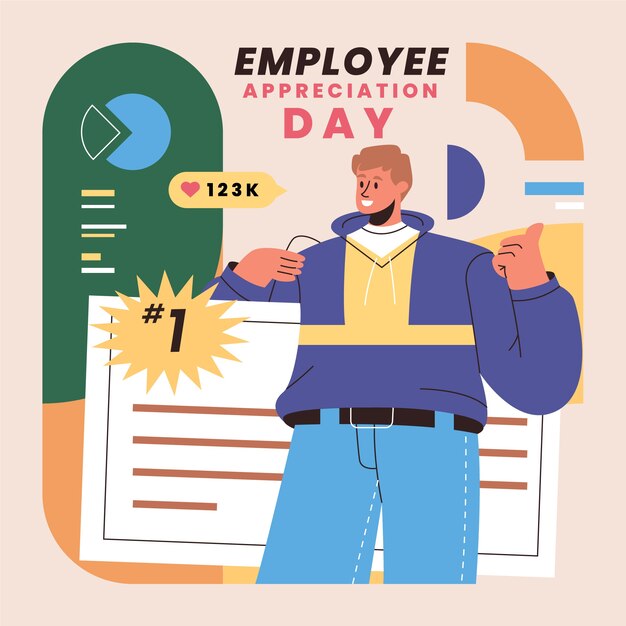Ilustração de dia de apreciação de funcionário plana