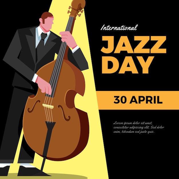 Vetor grátis ilustração de dia de jazz de design plano