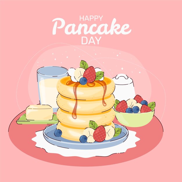 Ilustração de dia de panqueca plana