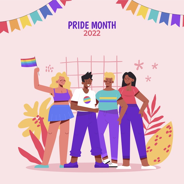 Ilustração de dia do orgulho lgbt plana desenhada à mão