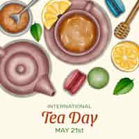 Vetor grátis ilustração de dia internacional do chá em aquarela