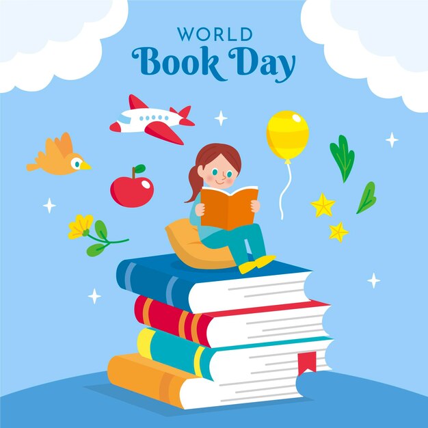 Ilustração de dia mundial livro plana