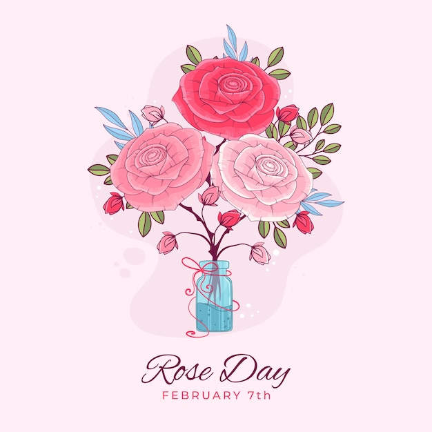 Ilustração de dia rosa desenhada de mão