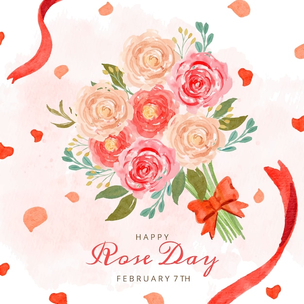 Ilustração de dia rosa em aquarela