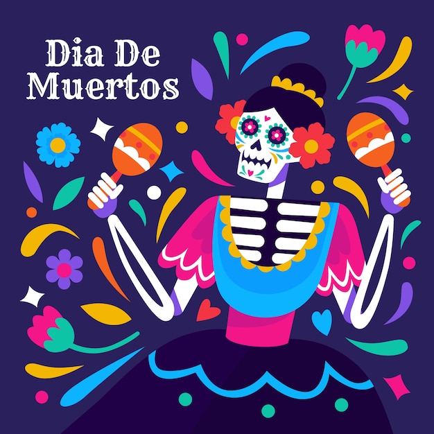 Vetor grátis ilustração de diâmetro plano de muertos