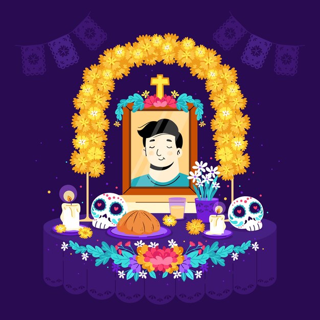 Ilustração de diâmetro plano de muertos
