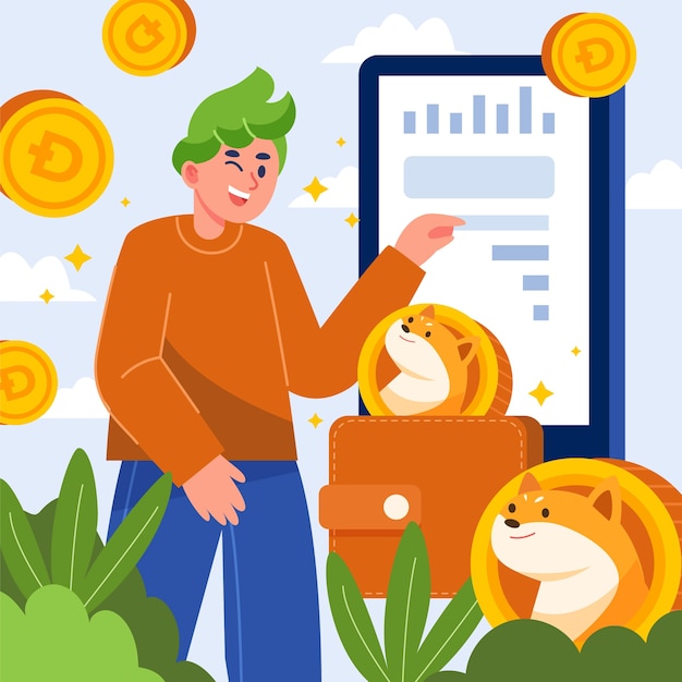 Vetor grátis ilustração de dogecoin criativo de design plano