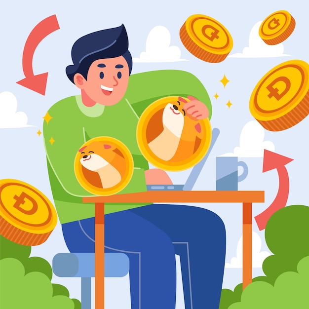 Ilustração de dogecoin criativo de design plano