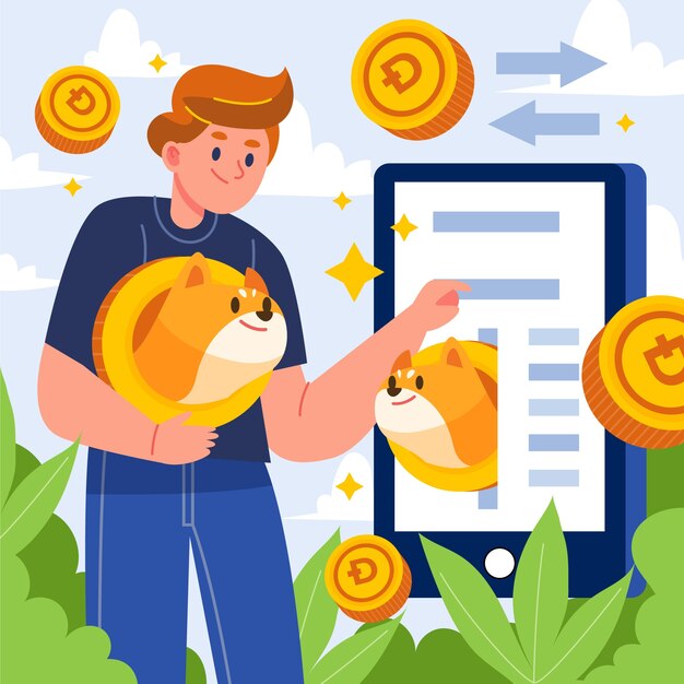 Ilustração de dogecoin criativo de design plano