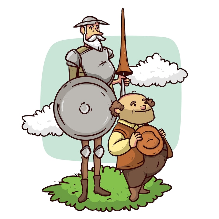 Vetor grátis ilustração de don quixote desenhada à mão