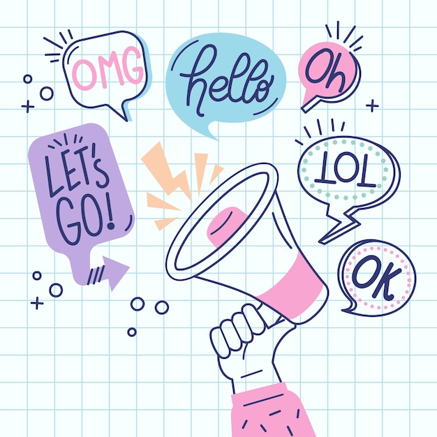 Vetor grátis ilustração de doodle de bolha de fala desenhada à mão