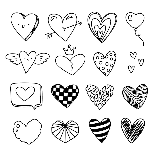 Vetor grátis ilustração de doodle de desenho de coração desenhado à mão
