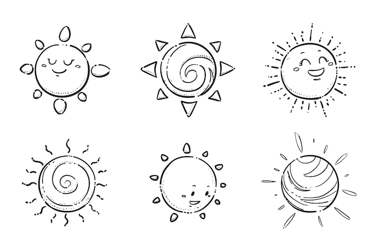 Vetor grátis ilustração de doodle de sol desenhada de mão