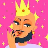 Vetor grátis ilustração de drag queen desenhada à mão