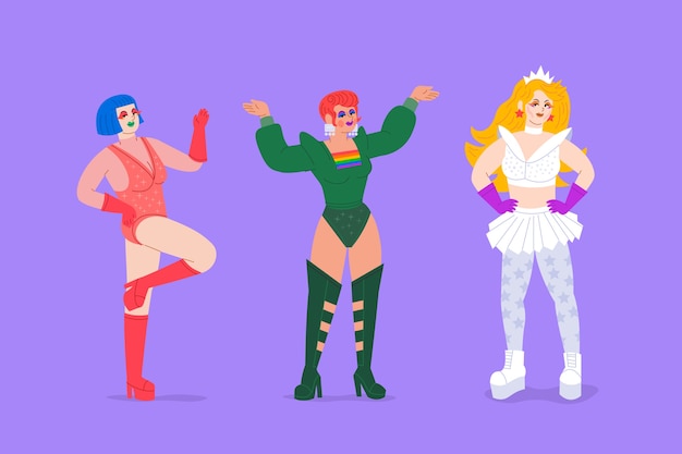 Ilustração de drag queen desenhada à mão