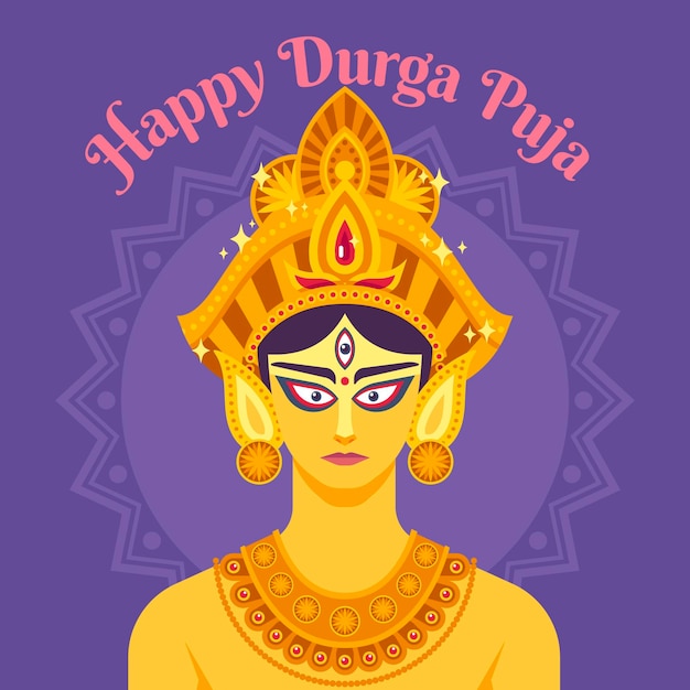 Ilustração de durga-puja de design plano