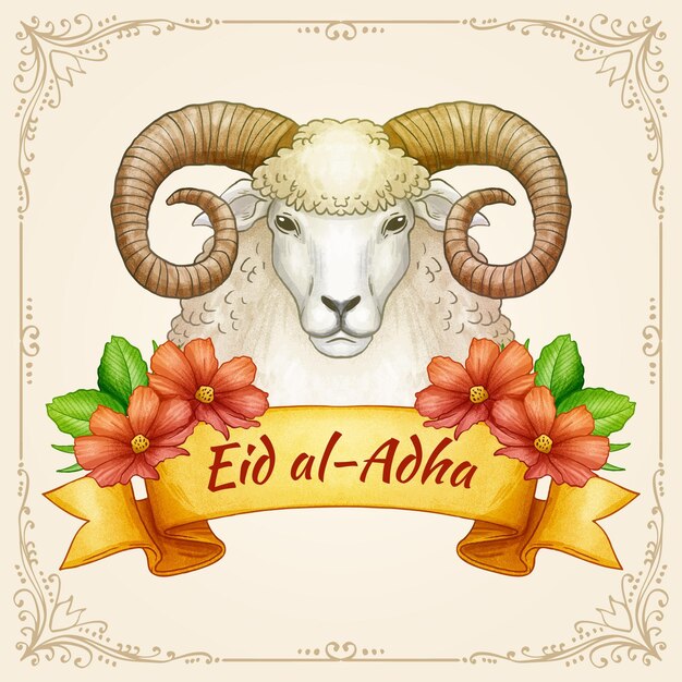 Ilustração de eid al-adha desenhada à mão