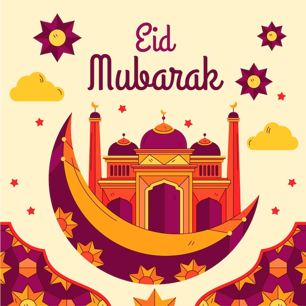 Vetor grátis ilustração de eid al-fitr desenhada à mão