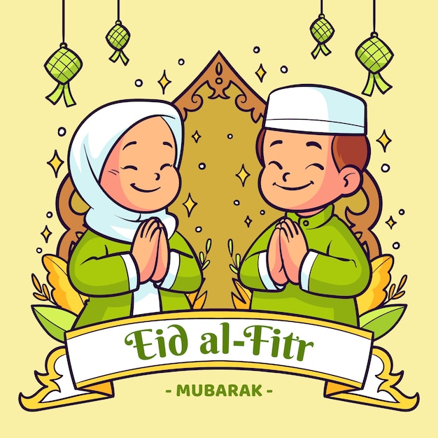 Ilustração de eid al-fitr desenhada à mão