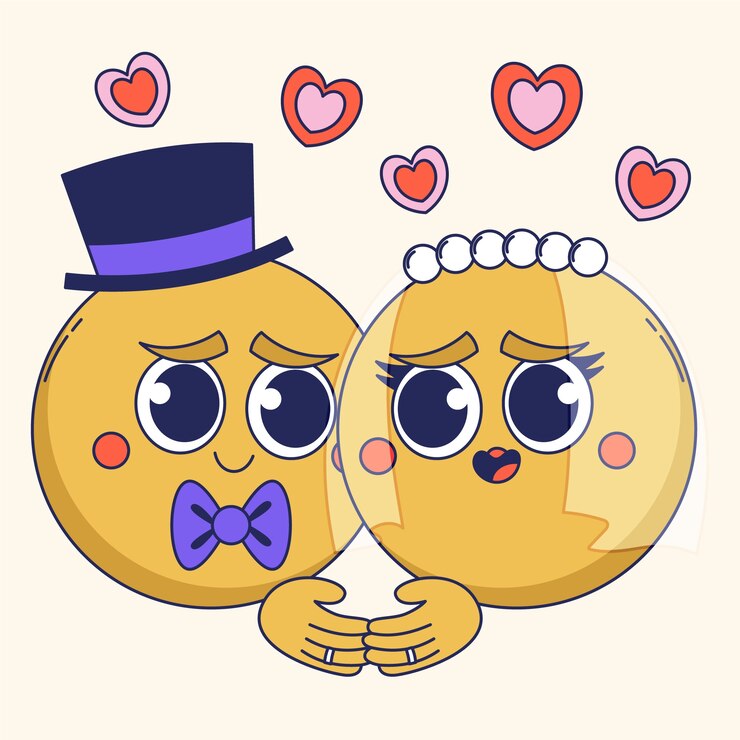 Vetor grátis ilustração de emoji de casamento