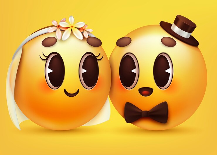Vetor grátis ilustração de emoji de casamento
