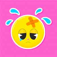 Vetor grátis ilustração de emoji de rosto ferido