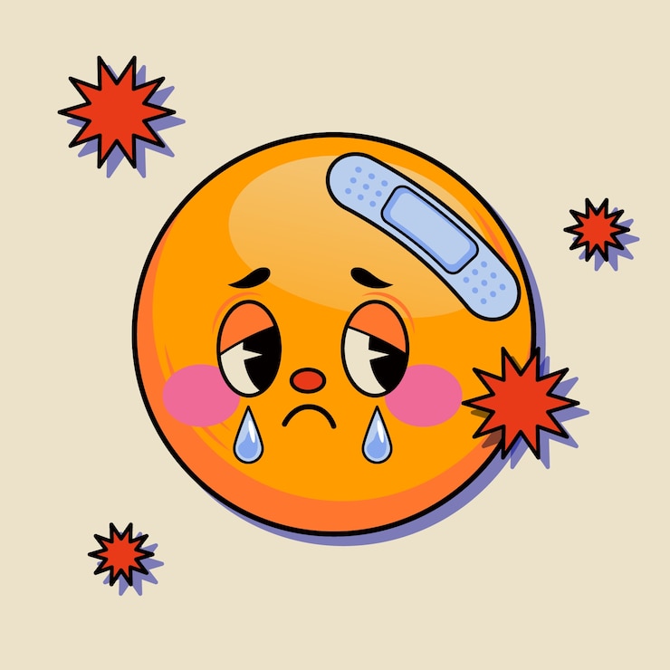 Vetor grátis ilustração de emoji de rosto ferido