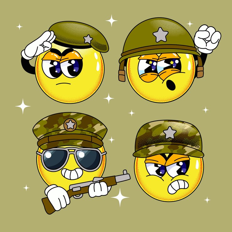 Vetor grátis ilustração de emoji do exército