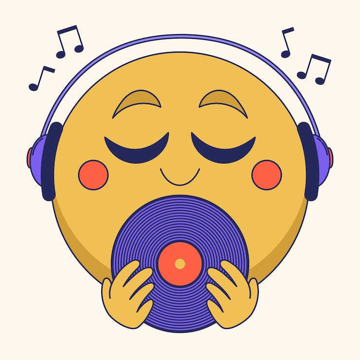 Vetor grátis ilustração de emoji para ouvir música