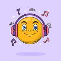 Vetor grátis ilustração de emoji para ouvir música