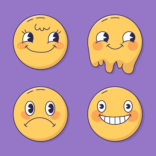 Ilustração de emoji retrô de sorriso desenhada à mão