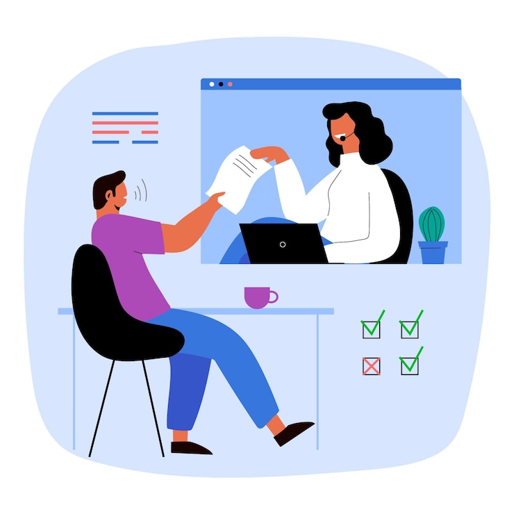 Vetor grátis ilustração de entrevista de emprego online