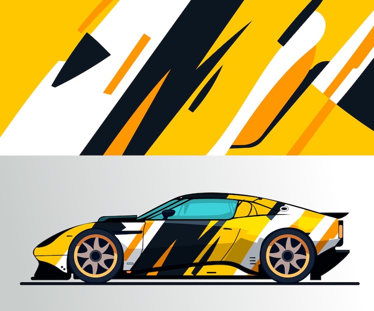 Vetor grátis ilustração de envoltório de carro de design plano