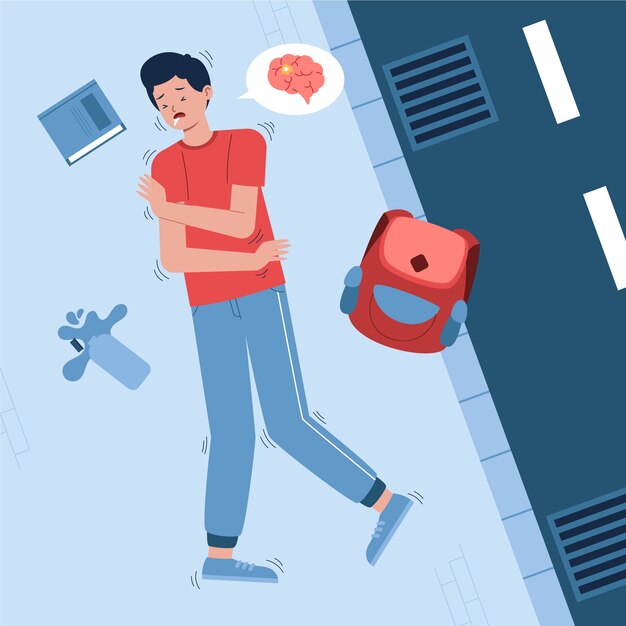 Ilustração de epilepsia de design plano desenhado à mão