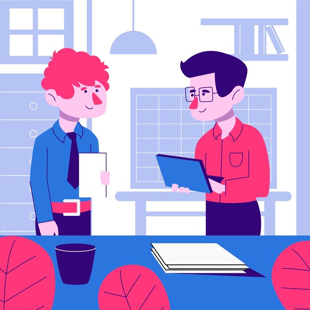 Ilustração de equipe masculina desenhada de mão