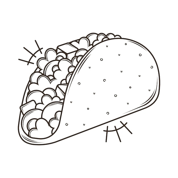 Vetor grátis ilustração de esboço de taco desenhada de mão