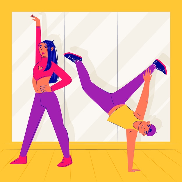 Vetor grátis ilustração de escola de dança de design plano