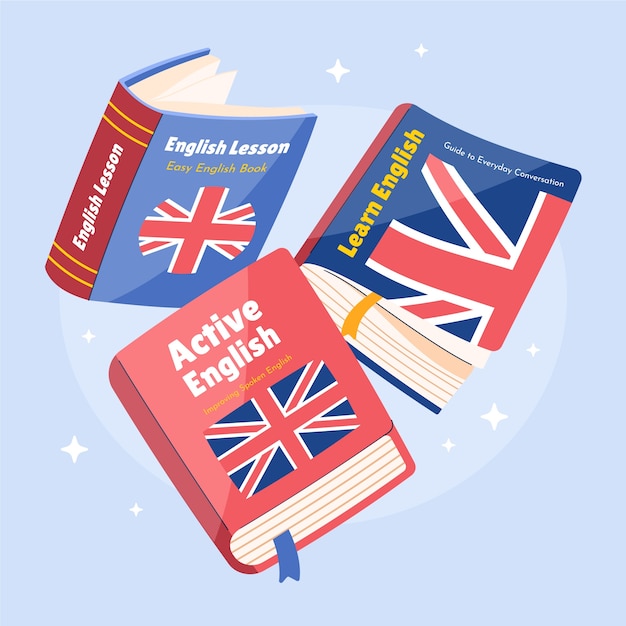Ilustração de escola de inglês desenhada à mão