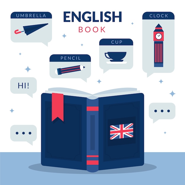 Vetor grátis ilustração de escola de inglês desenhada à mão