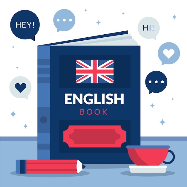 Ilustração de escola de inglês desenhada à mão