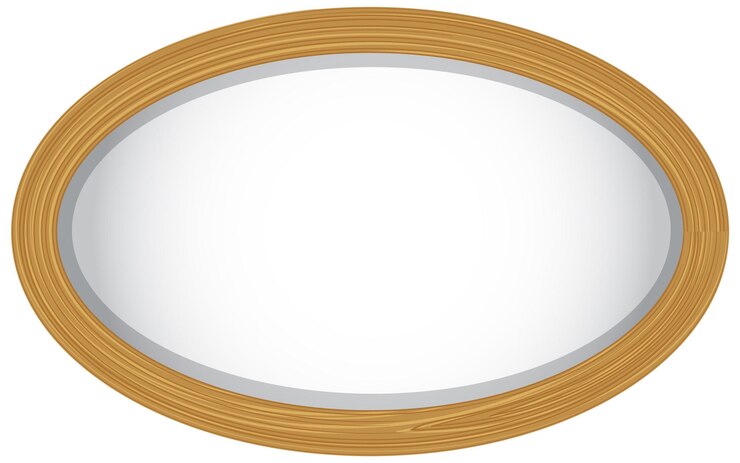 Vetor grátis ilustração de espelho oval com moldura de madeira