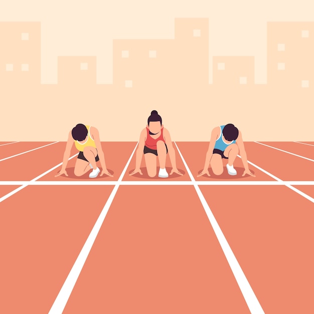 Ilustração de esporte de linha de partida de corrida