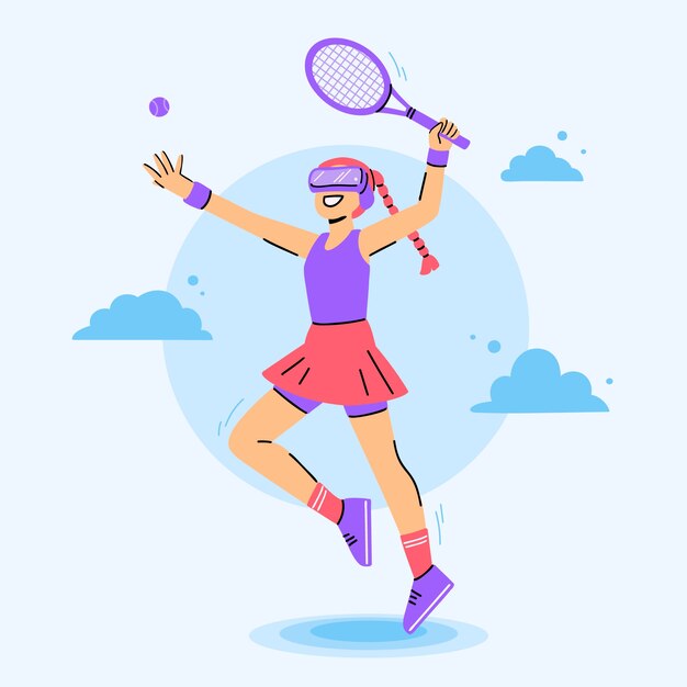 Ilustração de esportes virtuais desenhados à mão