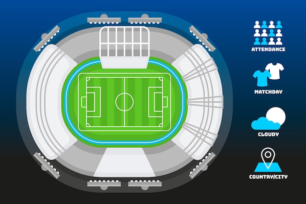 Vetor grátis ilustração de estádio de futebol plana