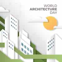 Vetor grátis ilustração de estilo de papel para celebração do dia mundial da arquitetura