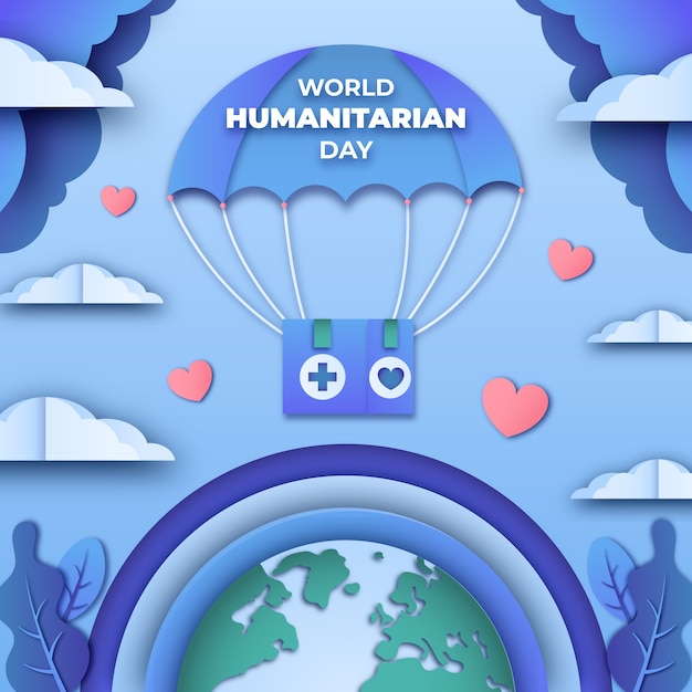 Ilustração de estilo de papel para o dia mundial humanitário